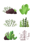 手绘 绿叶 植物 插画 素材图
