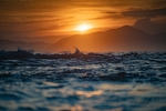 夕阳的海平面