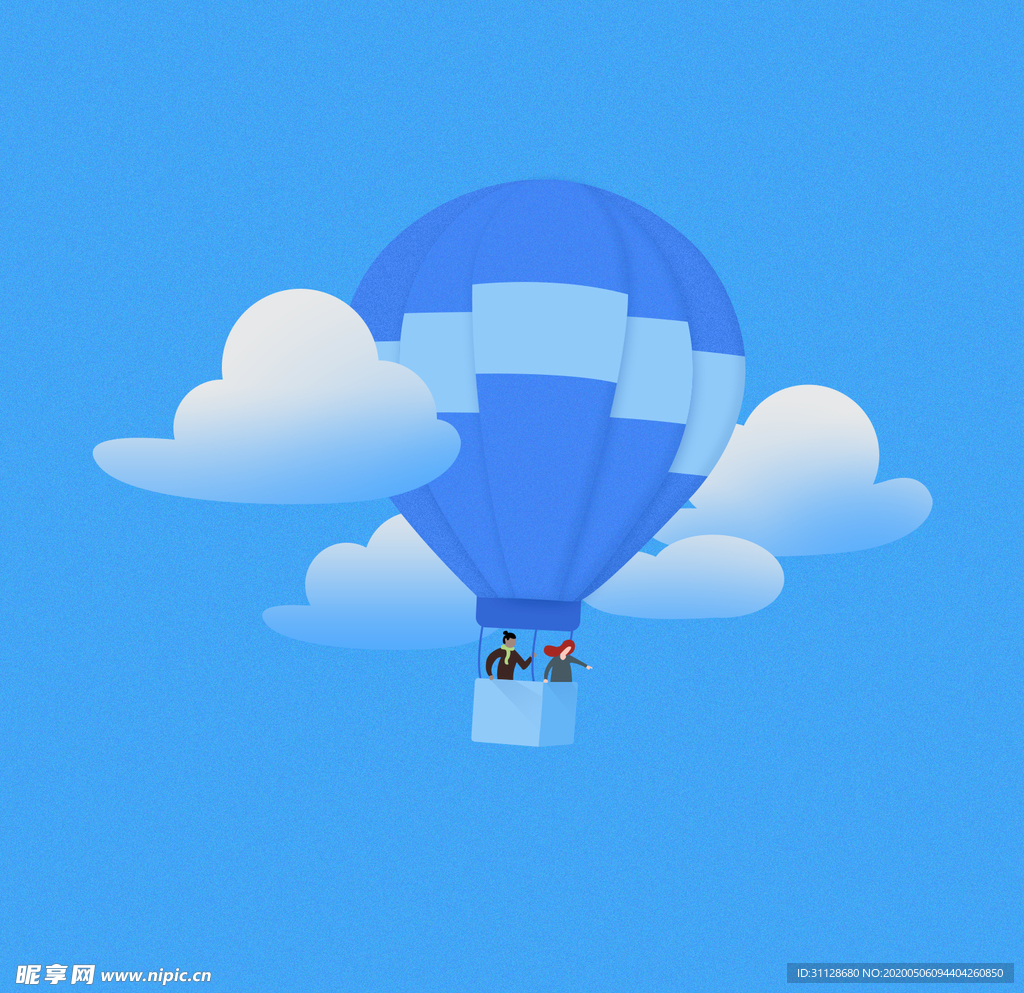 热气球分层UI插画