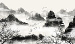 中国风山水写意插画