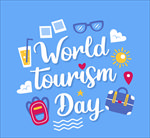 世界旅游日白色艺术字