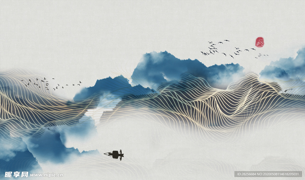 新中式山水 中国风 国画 写意