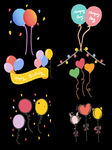 节日庆典海报彩色心形气球图标素