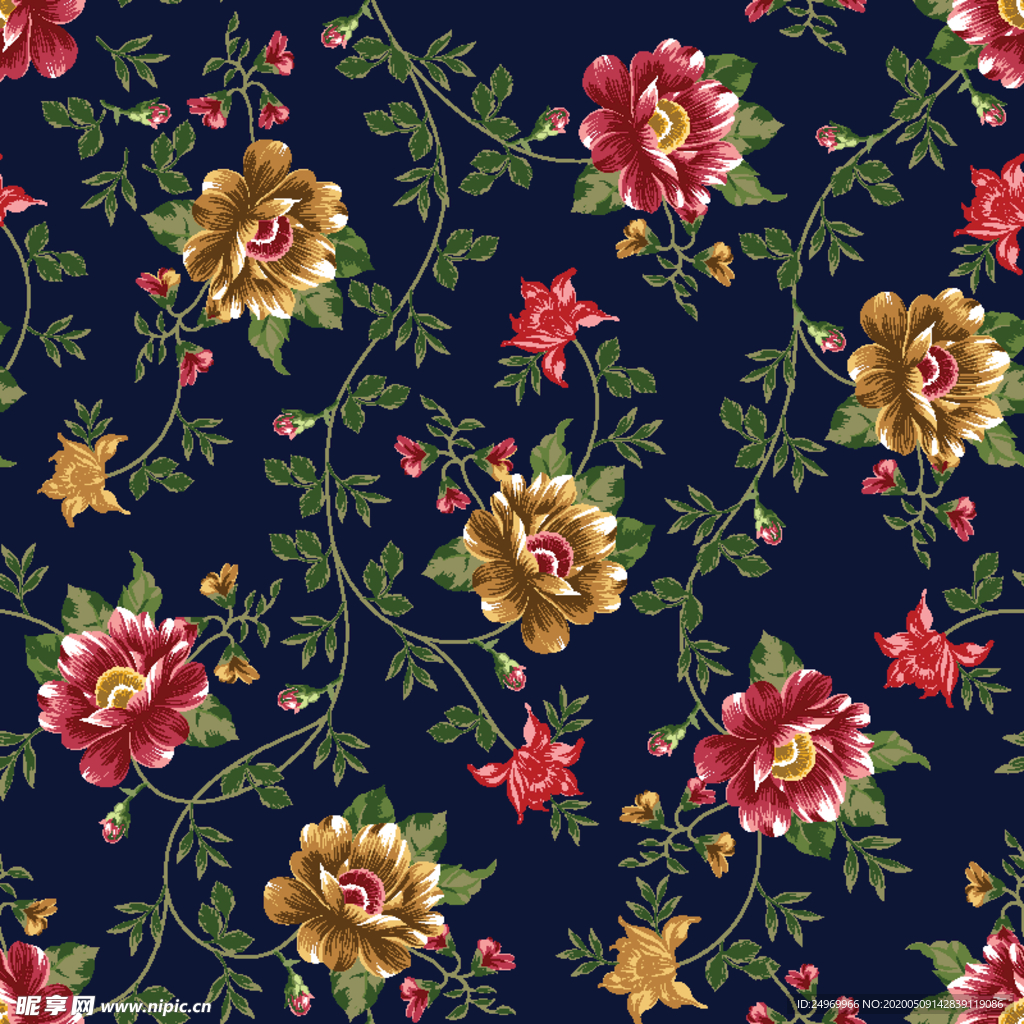 无缝花朵花纹