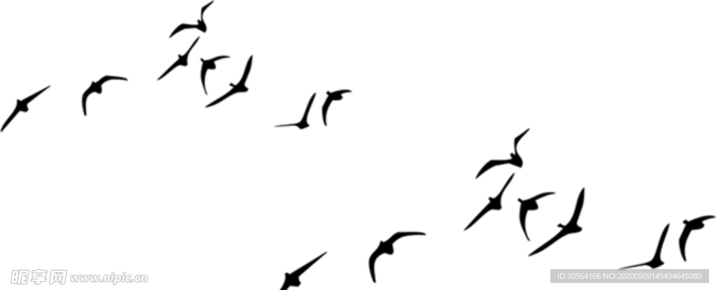 鸟群燕子飞舞剪影装饰素材