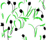 黑色小花 绿叶 抽象花 风格花