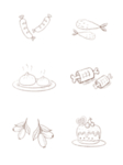 手绘食物 线描食物 食物线稿