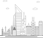 线稿图 城市