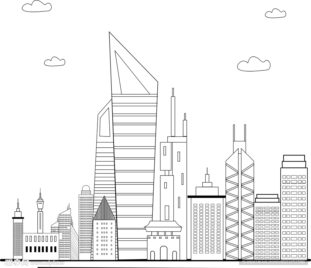 线稿图 城市