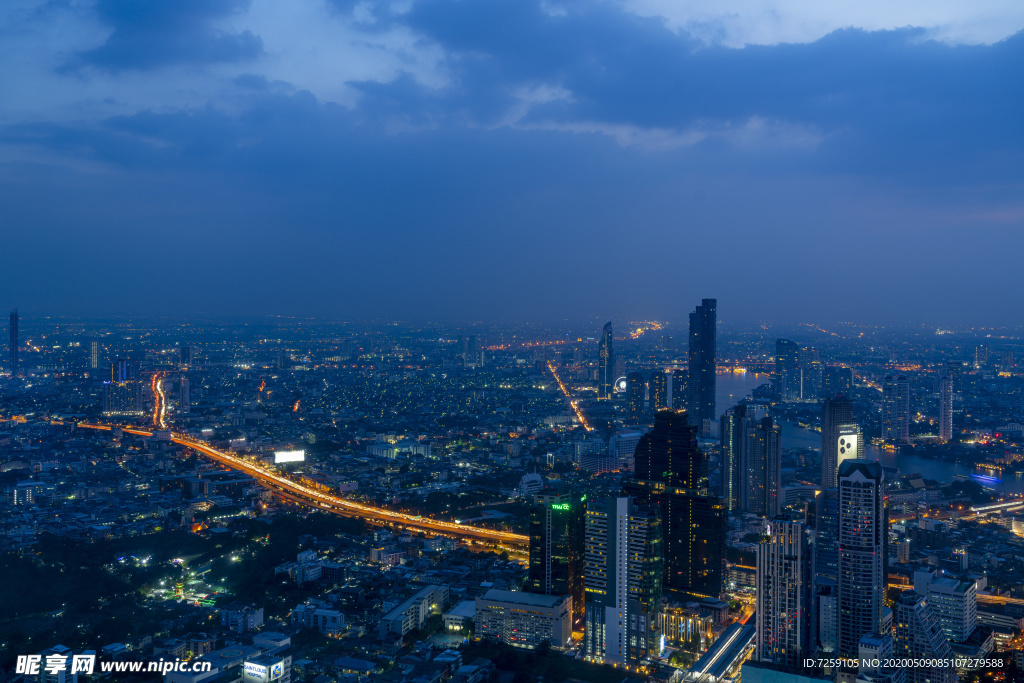 美丽夜景泰国首都曼谷天使之城天