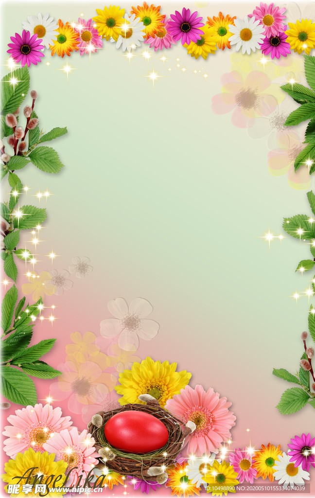 时尚花叶鲜花相框
