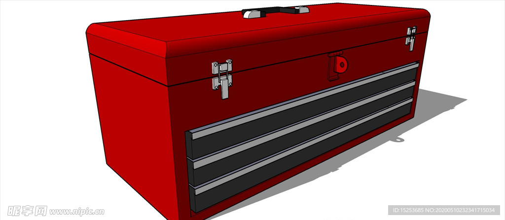 红色皮箱工具箱化妆箱模型