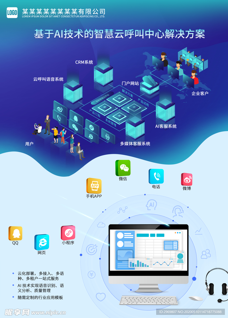 AI智慧云呼叫中心客服中心海报