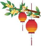 灯笼古风树枝装饰点缀海报素材