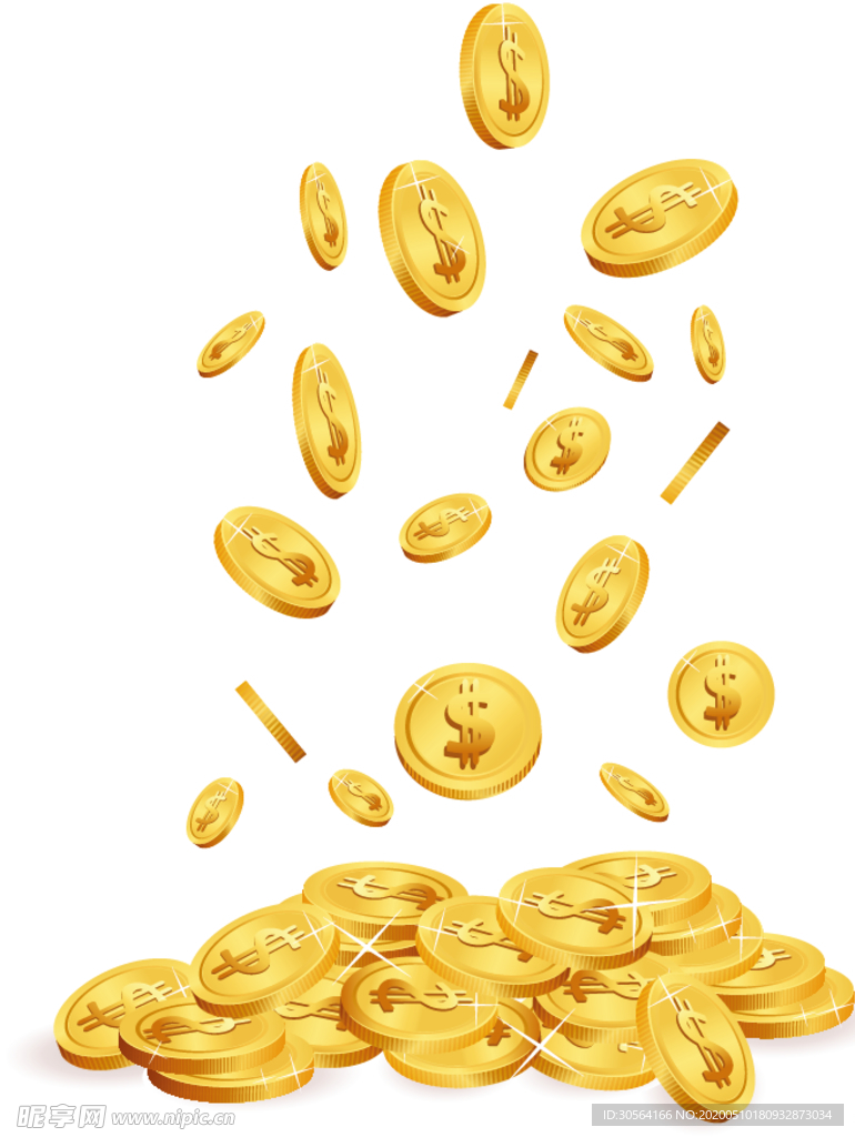 金币飞舞金钱铜币积分点缀素材