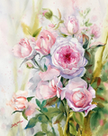 水彩街道花朵绘画