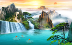 流水生财山水背景墙
