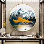 新中式抽象山水圆形装饰画