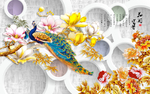 花开富贵孔雀背景墙