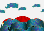 祥云扇子古风传统立体背景素材