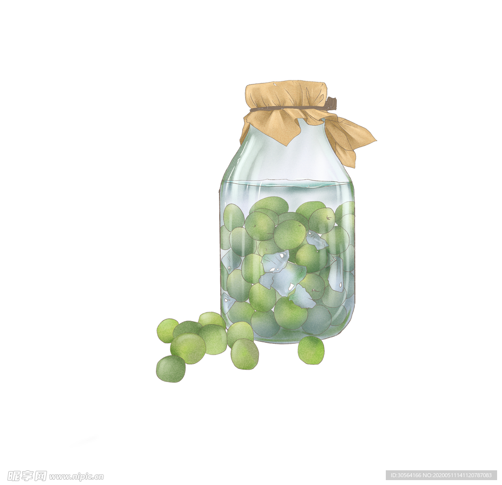植物果实罐头绿色清新点缀素材