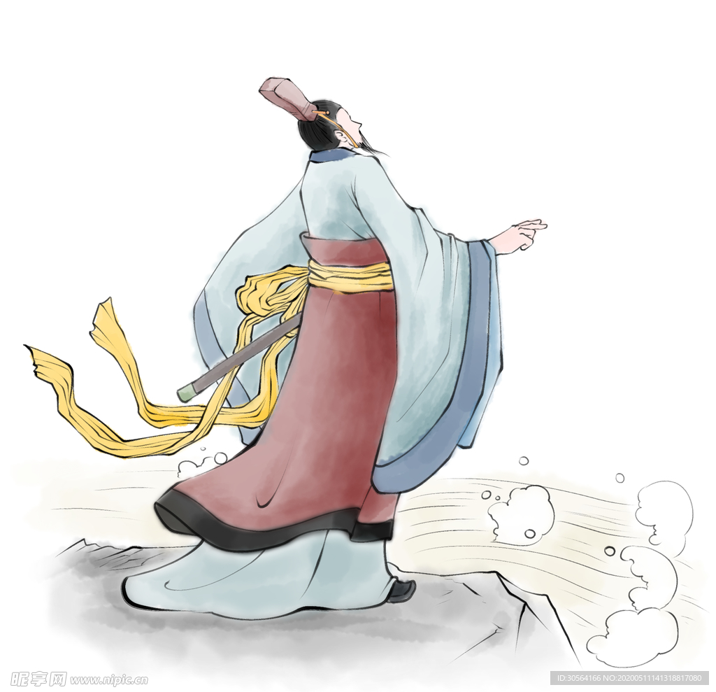 屈原人物古风端午粽子传统素材