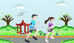 跑步音乐插画