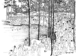 中国风线条山水白描图案