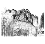 中国风线条山水白描图案
