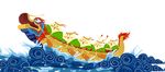 龙舟端午古风插画卡通海报素材