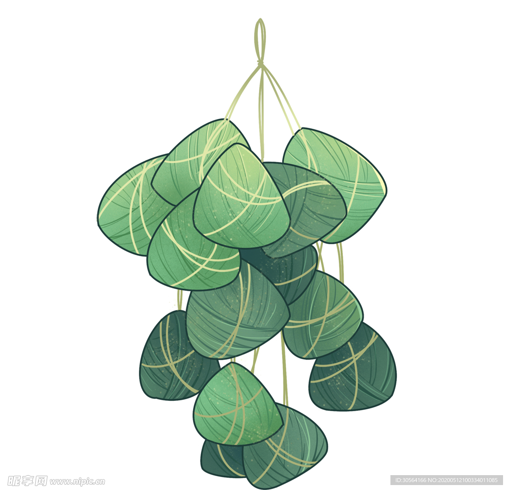 端午节粽子绿色插画可爱海报素材