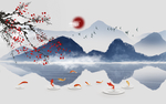 古风山水背景墙