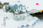 古风山水背景墙画