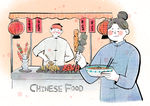 小吃手绘插画海报