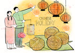 中秋手绘插画海报