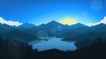 日落山湖风景