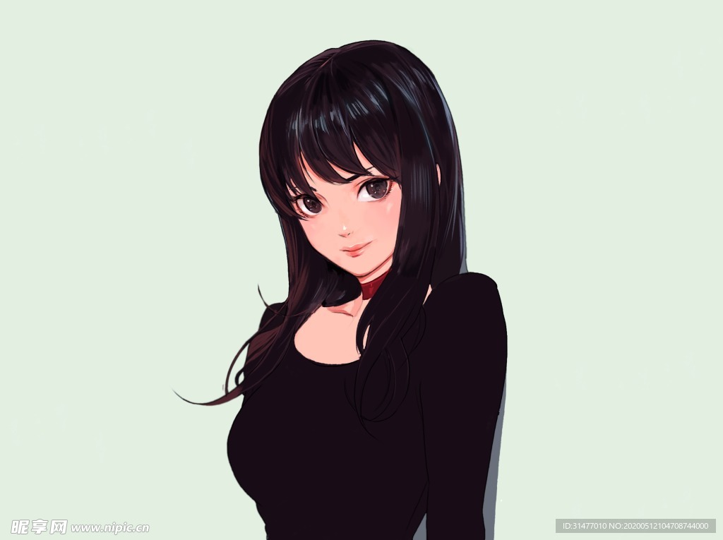 黑色可爱动漫女孩