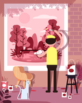 创意绘画男子