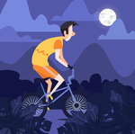 夜晚骑行男子