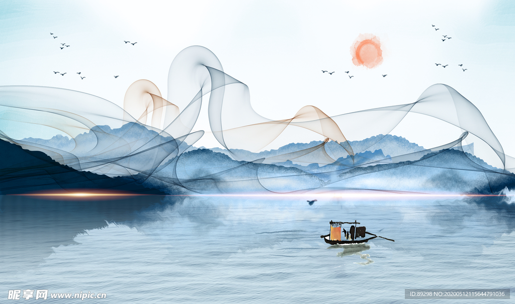 抽象大气山水画