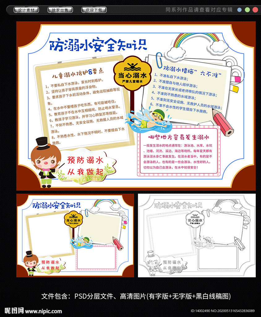 防溺水安全知识手抄报