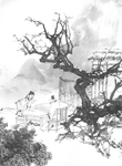 中国风线条白描国画