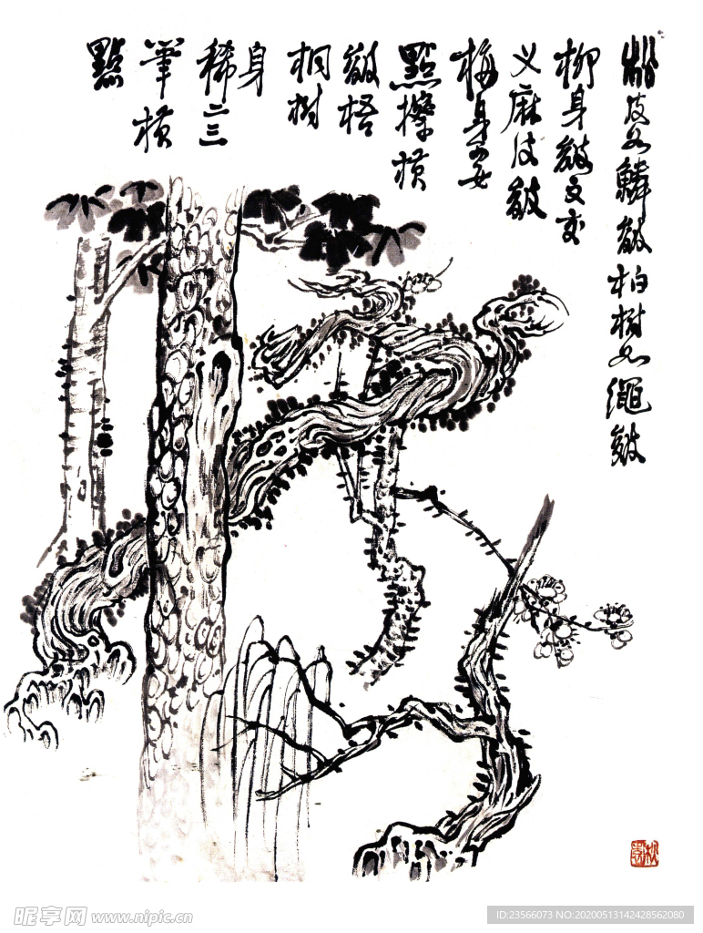 中国风线条白描国画