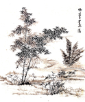 中国风线条白描国画