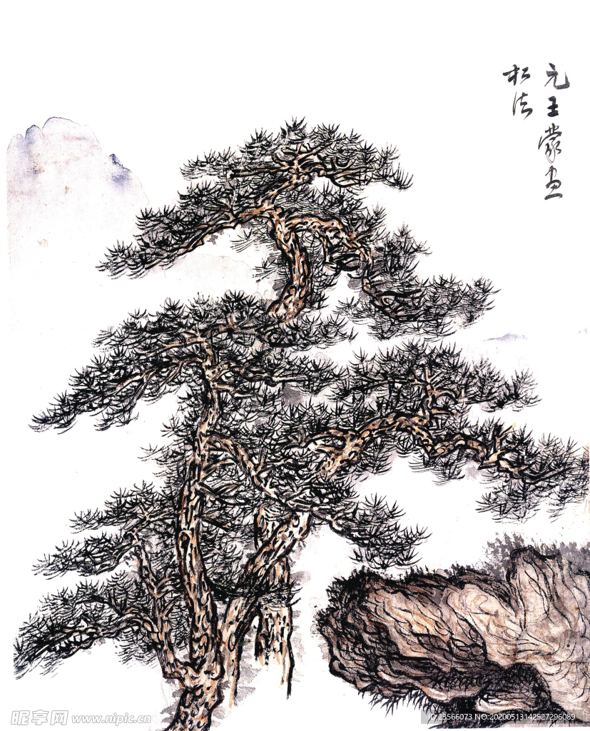 中国风线条白描国画
