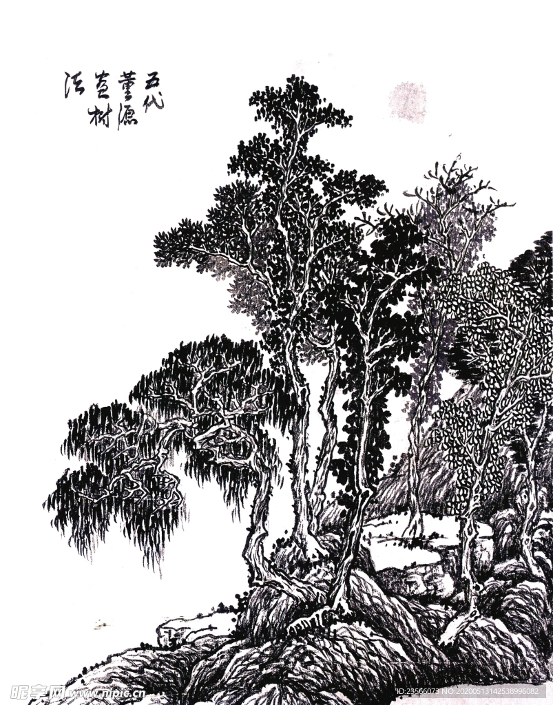 中国风线条白描国画