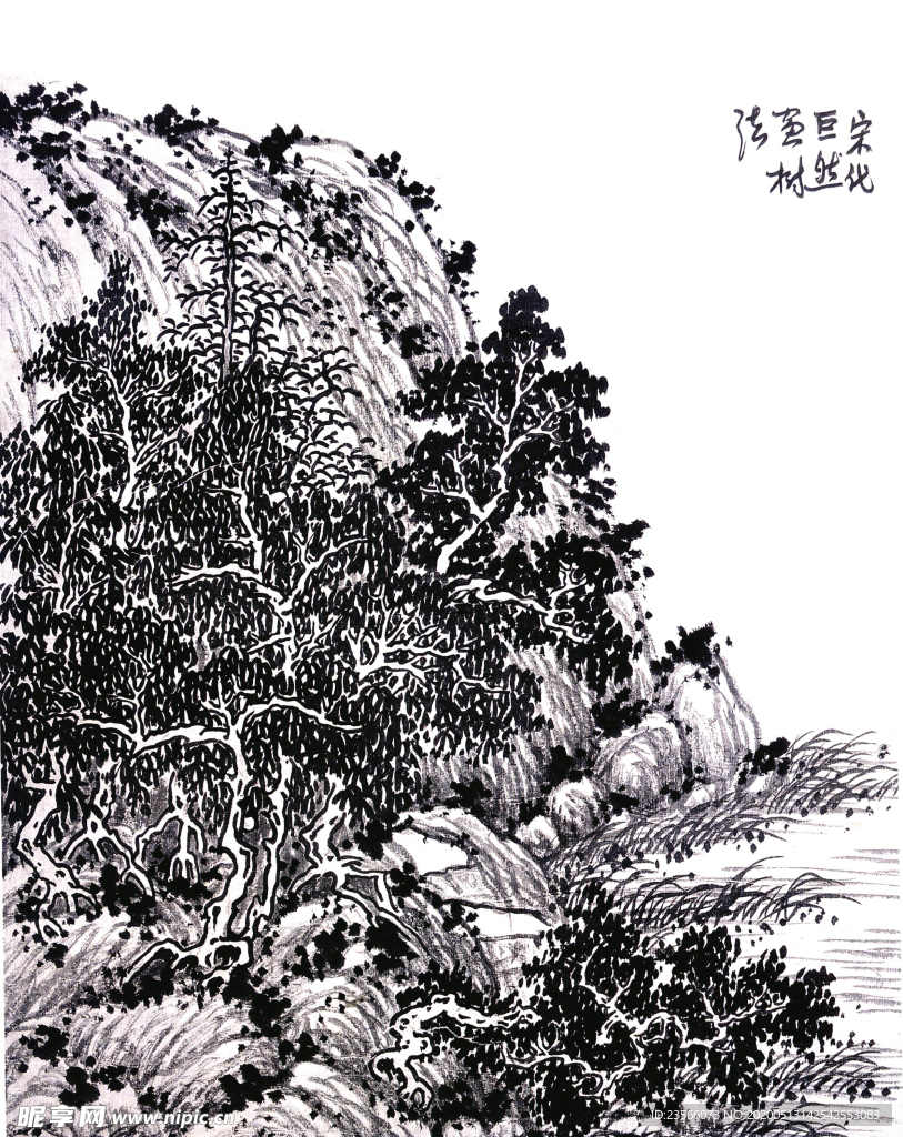 中国风线条白描国画