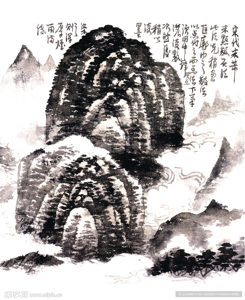 中国风线条白描国画