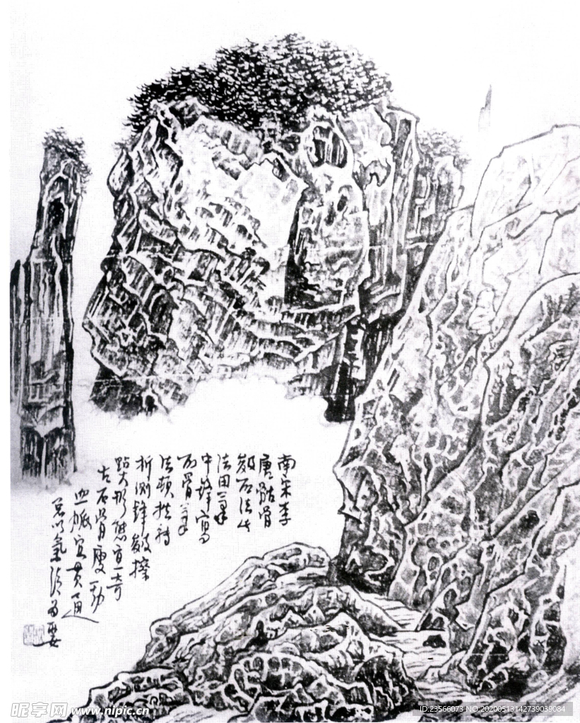 中国风线条白描国画