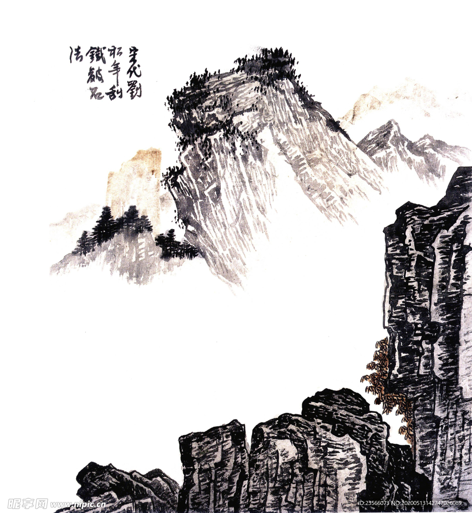 中国风线条白描国画